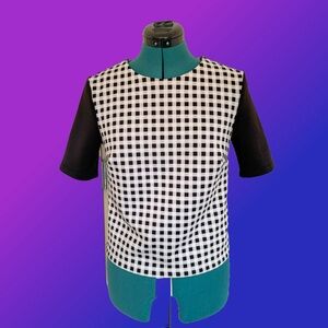 Gingham Scuba Knit Blouse